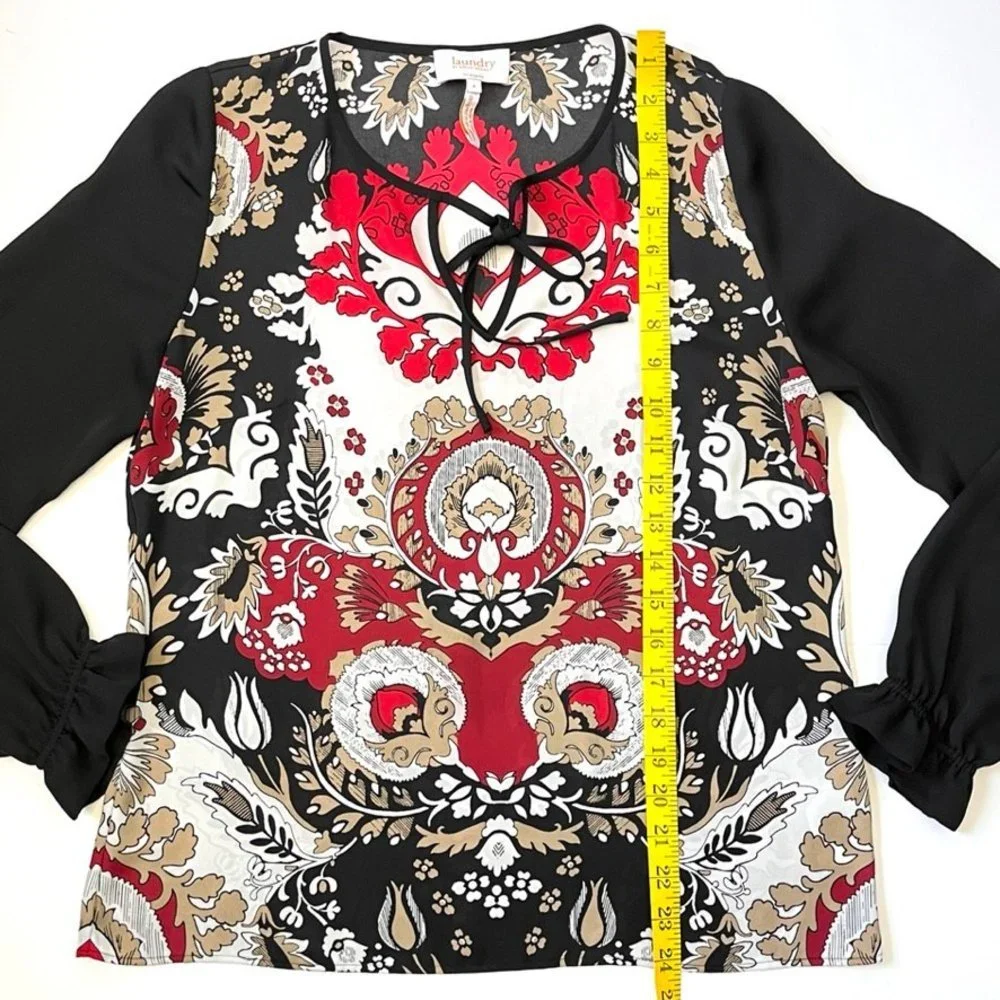 Laundry by Shelli Segal Long Sleeve Mixed Print Blouse - Picture 8 of 8